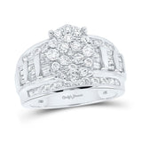 10kt White Gold Round Diamond Oval Bridal Wedding Engagement Ring 1-1/2 Cttw