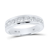 14kt White Gold Womens Round Diamond Single Row Channel Band Ring 7/8 Cttw