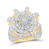 14kt Yellow Gold Mens Baguette Diamond Cluster Ring 6-1/2 Cttw
