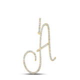 10kt Yellow Gold Womens Round Diamond A Initial Letter Pendant 1/2 Cttw