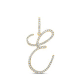 10kt Yellow Gold Womens Round Diamond E Initial Letter Pendant 1/2 Cttw