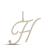 10kt Yellow Gold Womens Round Diamond H Initial Letter Pendant 5/8 Cttw