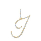 10kt Yellow Gold Womens Round Diamond I Initial Letter Pendant 3/8 Cttw