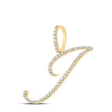 10kt Yellow Gold Womens Round Diamond J Initial Letter Pendant 1/3 Cttw