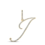 10kt Yellow Gold Womens Round Diamond J Initial Letter Pendant 1/3 Cttw