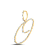 10kt Yellow Gold Womens Round Diamond O Initial Letter Pendant 3/8 Cttw