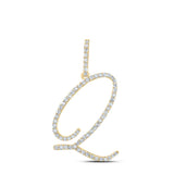 10kt Yellow Gold Womens Round Diamond Initial Q Letter Pendant 1/2 Cttw