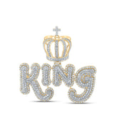 10kt Yellow Gold Mens Round Diamond King Crown Charm Pendant 4-7/8 Cttw