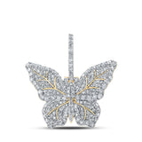 10kt Yellow Gold Mens Round Diamond Butterfly Charm Pendant 1-1/2 Cttw