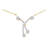 14kt Yellow Gold Womens Round Diamond Cluster Necklace 1/2 Cttw