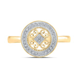10kt Yellow Gold Womens Round Diamond Circle Ring 1/10 Cttw