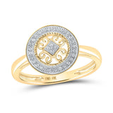 10kt Yellow Gold Womens Round Diamond Circle Ring 1/10 Cttw