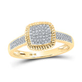 10kt Yellow Gold Womens Round Diamond Square Ring 1/5 Cttw