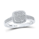 10kt White Gold Womens Round Diamond Square Ring 1/5 Cttw