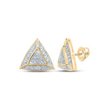 10kt Yellow Gold Womens Round Diamond Triangle Earrings 1/8 Cttw