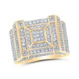 10kt Yellow Gold Mens Round Diamond Square Ring 1-7/8 Cttw