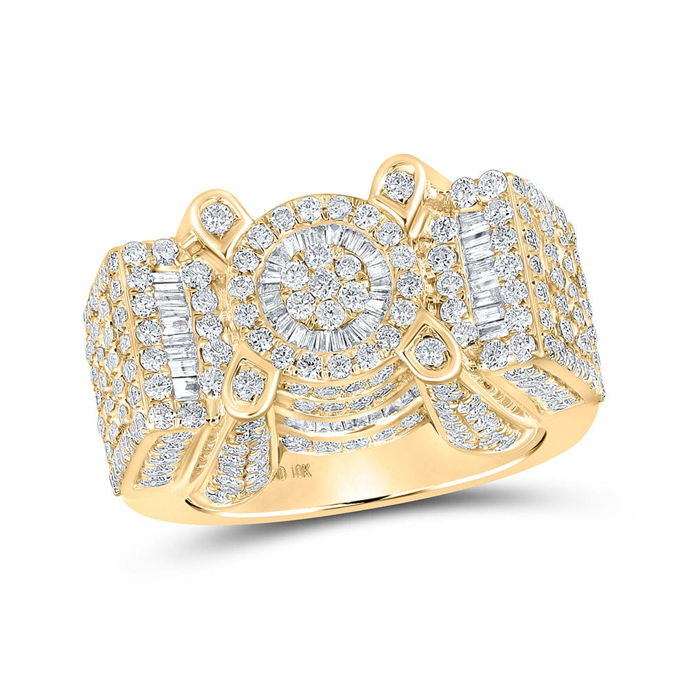10kt Yellow Gold Mens Round Diamond Cluster Ring 4-1/3 Cttw