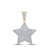 10kt Yellow Gold Mens Baguette Diamond Star Charm Pendant 1-1/5 Cttw