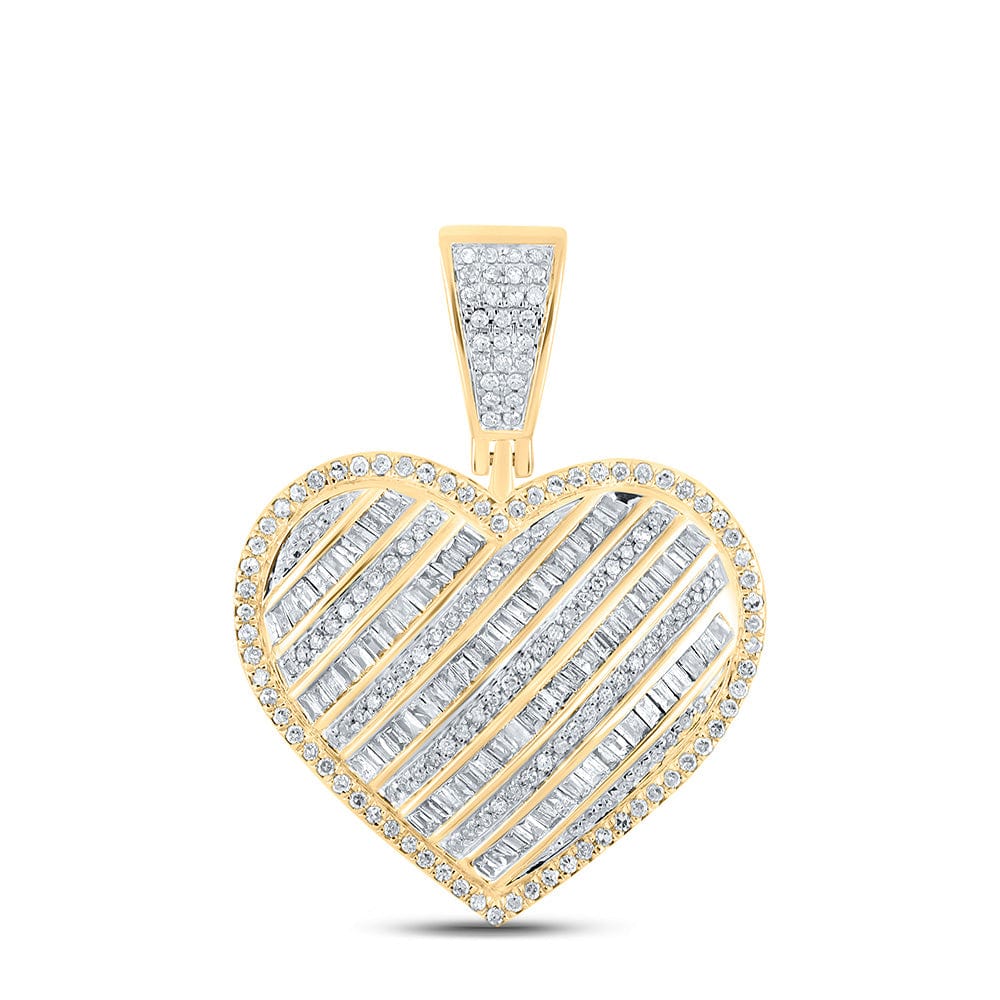 10kt Yellow Gold Womens Round Diamond Heart Pendant 1 Cttw