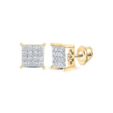 10kt Yellow Gold Womens Round Diamond Square Earrings 1/4 Cttw
