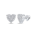 10kt White Gold Womens Round Diamond Heart Earrings 3/4 Cttw