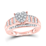 10kt Rose Gold Round Diamond Heart Bridal Wedding Engagement Ring 1/2 Cttw