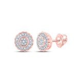 10kt Rose Gold Womens Round Diamond Cluster Earrings 1/5 Cttw