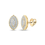 10kt Yellow Gold Womens Round Diamond Oval Cluster Earrings 1/5 Cttw