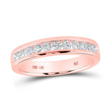 14kt Rose Gold Womens Round Diamond Single Row Band Ring 1/2 Cttw