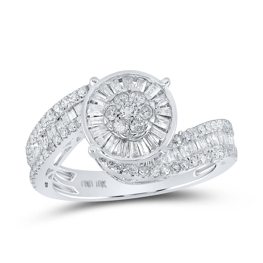 10kt White Gold Round Diamond Cluster Bridal Wedding Engagement Ring 1-1/4 Cttw