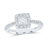 14kt White Gold Princess Diamond Halo Bridal Wedding Engagement Ring 1-1/4 Cttw
