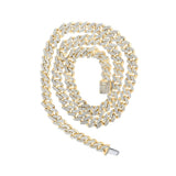 10kt Yellow Gold Mens Round Diamond 20-inch Cuban Link Chain Necklace 7-1/2 Cttw