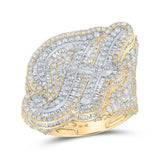 10kt Two-tone Gold Mens Baguette Diamond H Initial Letter Ring 9 Cttw