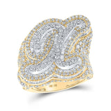 10kt Two-tone Gold Mens Baguette Diamond X Initial Letter Ring 8-5/8 Cttw