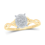 10kt Yellow Gold Womens Round Diamond Oval Ring 1/20 Cttw