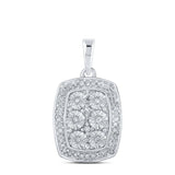 Sterling Silver Womens Round Diamond Cluster Pendant 1/12 Cttw
