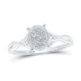 10kt White Gold Womens Round Diamond Oval Ring 1/20 Cttw