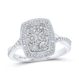 Sterling Silver Womens Round Diamond Cluster Ring 1/12 Cttw