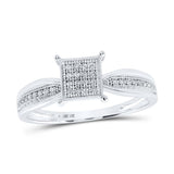 10kt White Gold Womens Round Diamond Square Ring 1/10 Cttw