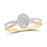 10kt Yellow Gold Womens Round Diamond Oval Ring 1/10 Cttw