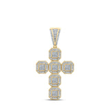 10kt Yellow Gold Mens Round Diamond Cross Charm Pendant 1/2 Cttw