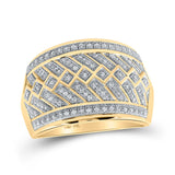 10kt Yellow Gold Mens Round Diamond Band Ring 1/3 Cttw