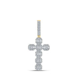 10kt Yellow Gold Mens Baguette Diamond Cross Charm Pendant 2 Cttw