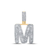 10kt Yellow Gold Mens Baguette Diamond M Initial Letter Pendant 3/4 Cttw