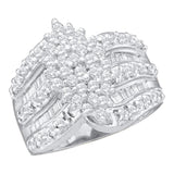 10kt White Gold Womens Round Diamond Oval-shape Cluster Ring 1 Cttw