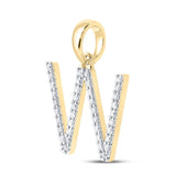 14kt Yellow Gold Womens Round Diamond W Initial Letter Pendant 1/4 Cttw