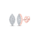 10kt Rose Gold Womens Baguette Diamond Oval Earrings 1/4 Cttw