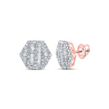 10kt Rose Gold Womens Baguette Diamond Hexagon Earrings 5/8 Cttw