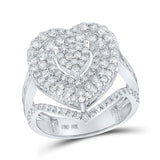 10kt White Gold Womens Round Diamond Heart Ring 2-1/3 Cttw