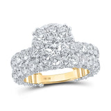 10kt Yellow Gold Round Diamond Halo Bridal Wedding Ring Band Set 5-7/8 Cttw